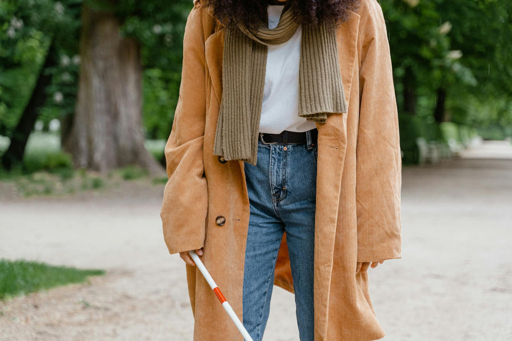 Woman outdoors in a casual Thanksgiving outfit