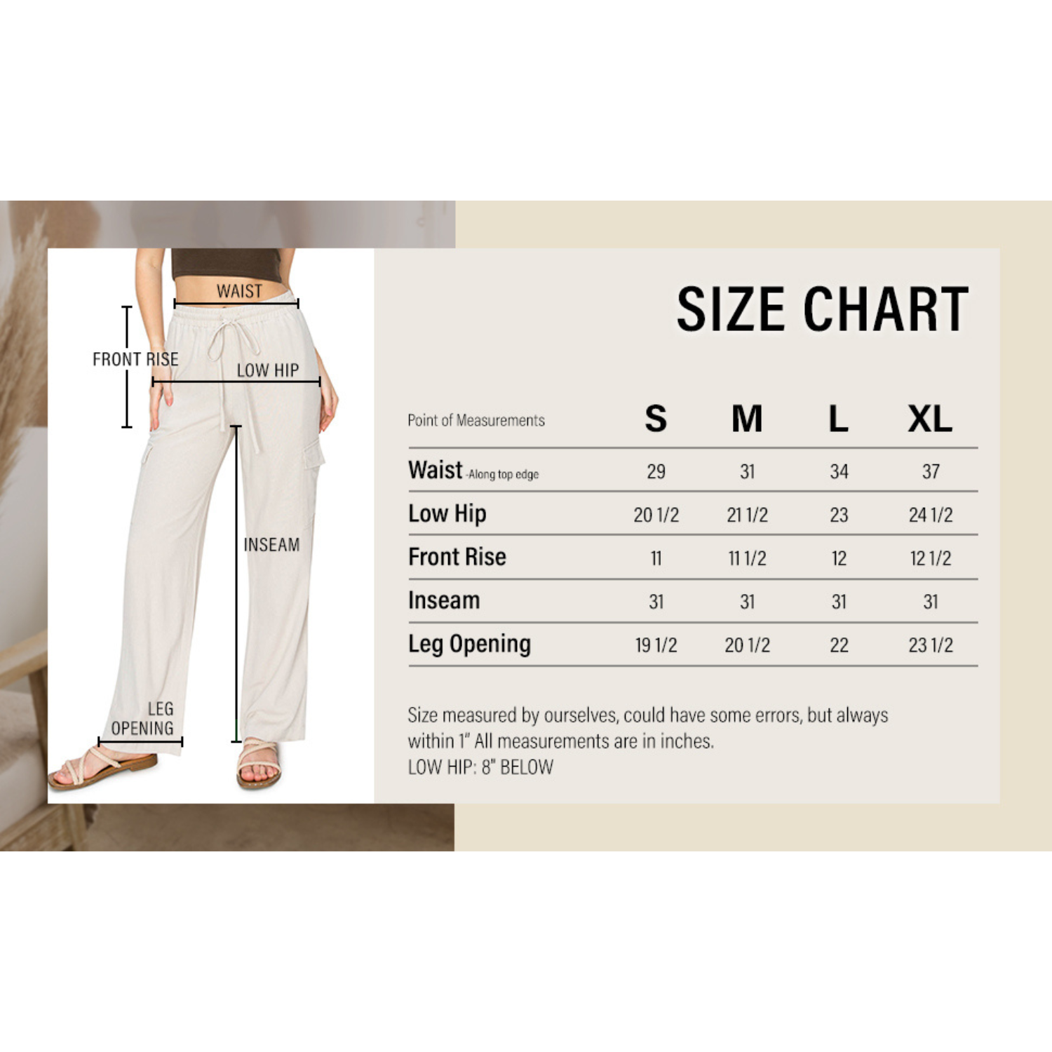 Linen Pull On Cargo Pants - Oatmeal