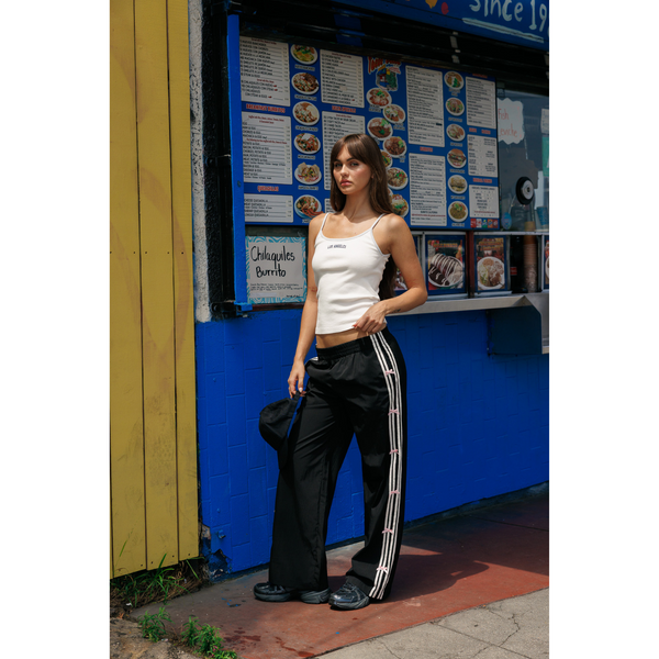 Erica Bow Stripe Wide Leg Track Pants Streetwear