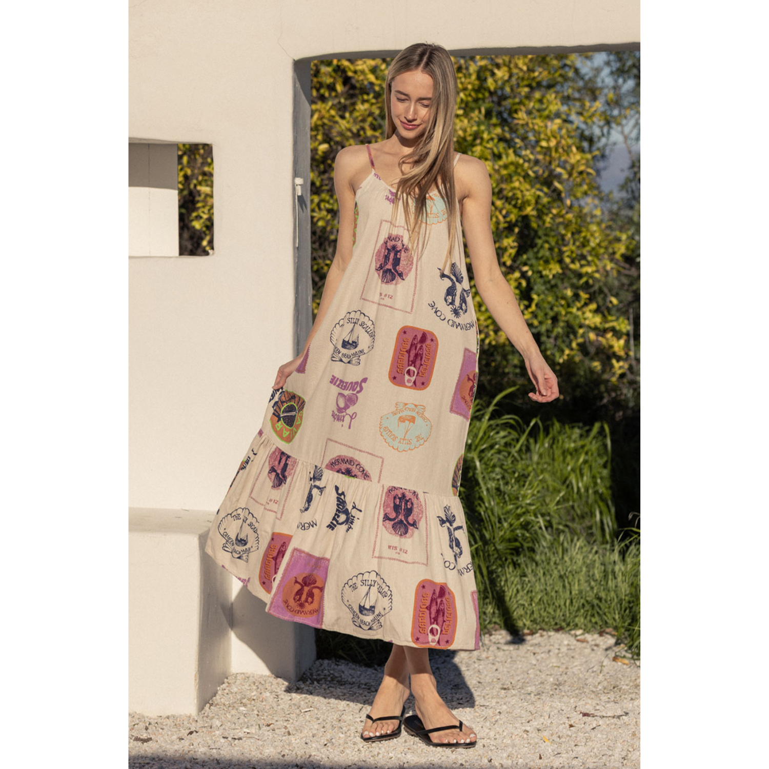 white linen high neck dress LONG WHITE LINEN DRESS main image 1