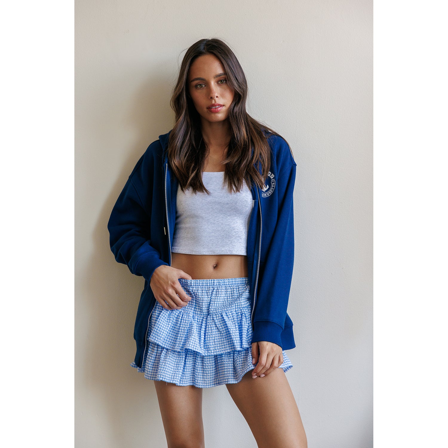 Candace Cape Cod Anchor Graphic Oversized Zip-Up Hoodie