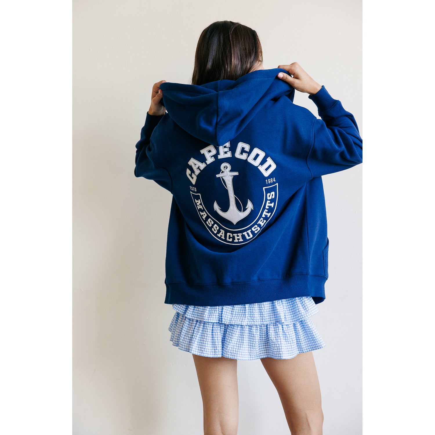 SUGAR NAP ON COUSE フーディ Candace Cape Cod Anchor Graphic Oversized Zip-Up Hoodie