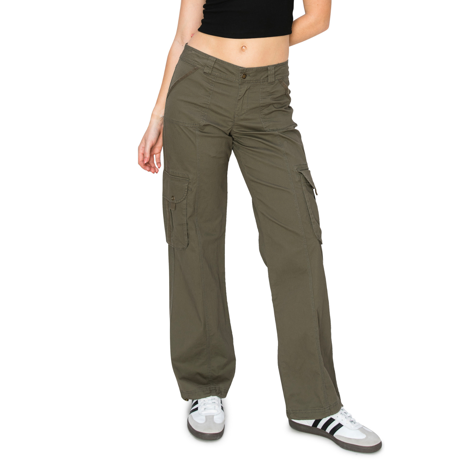 Relaxed Fit Cargo Bungee Pants - Olive