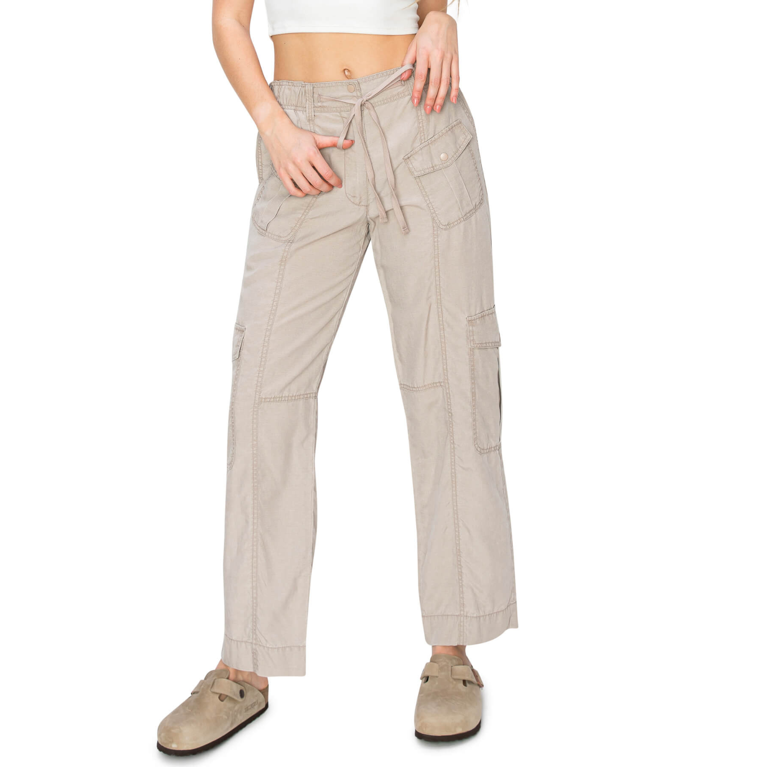 Washed Linen Cargo Pants - Goat