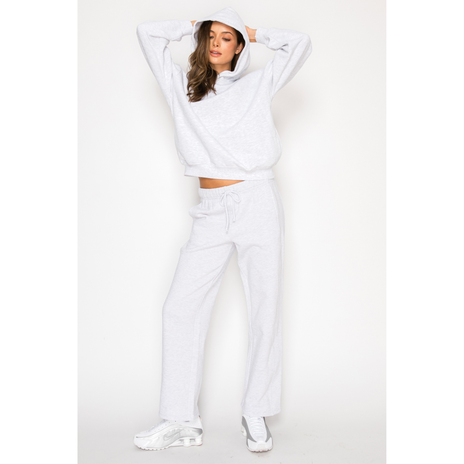 Soft Fleece Wide Leg Sweat Pants - H.Chrome
