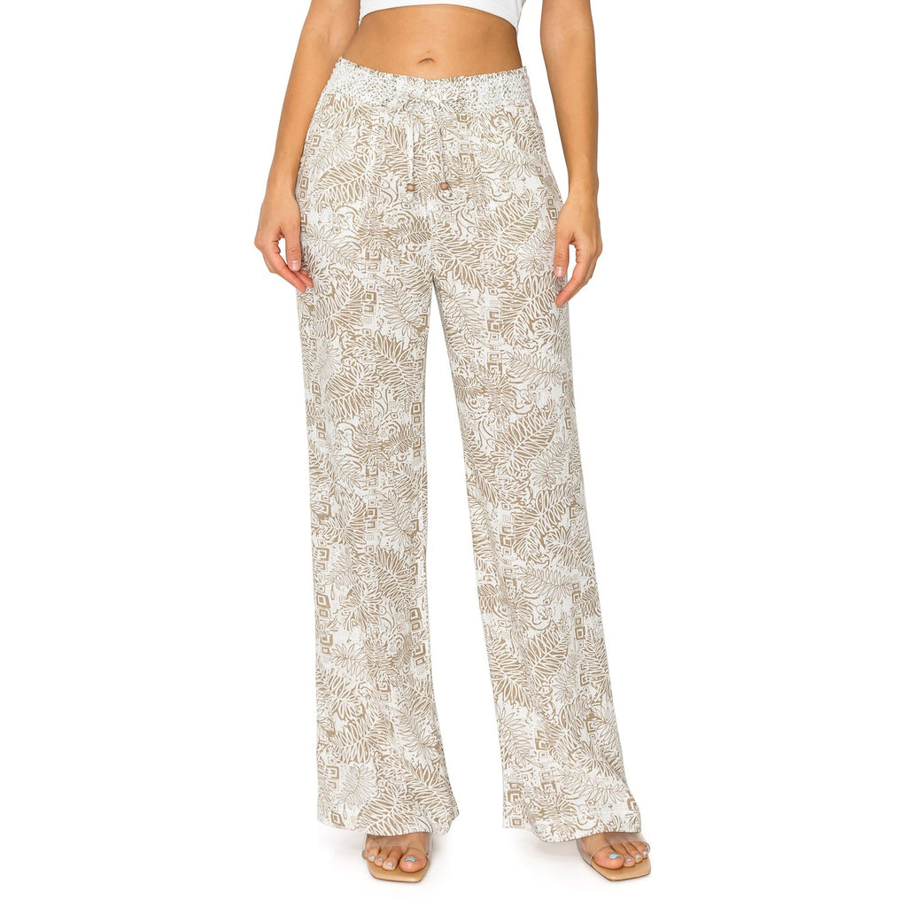 Smocked Waist Linen Pants - cali1850shop