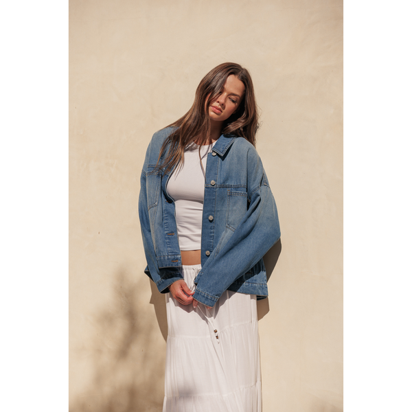 Oversized Swing Denim Jacket - Medium Wash