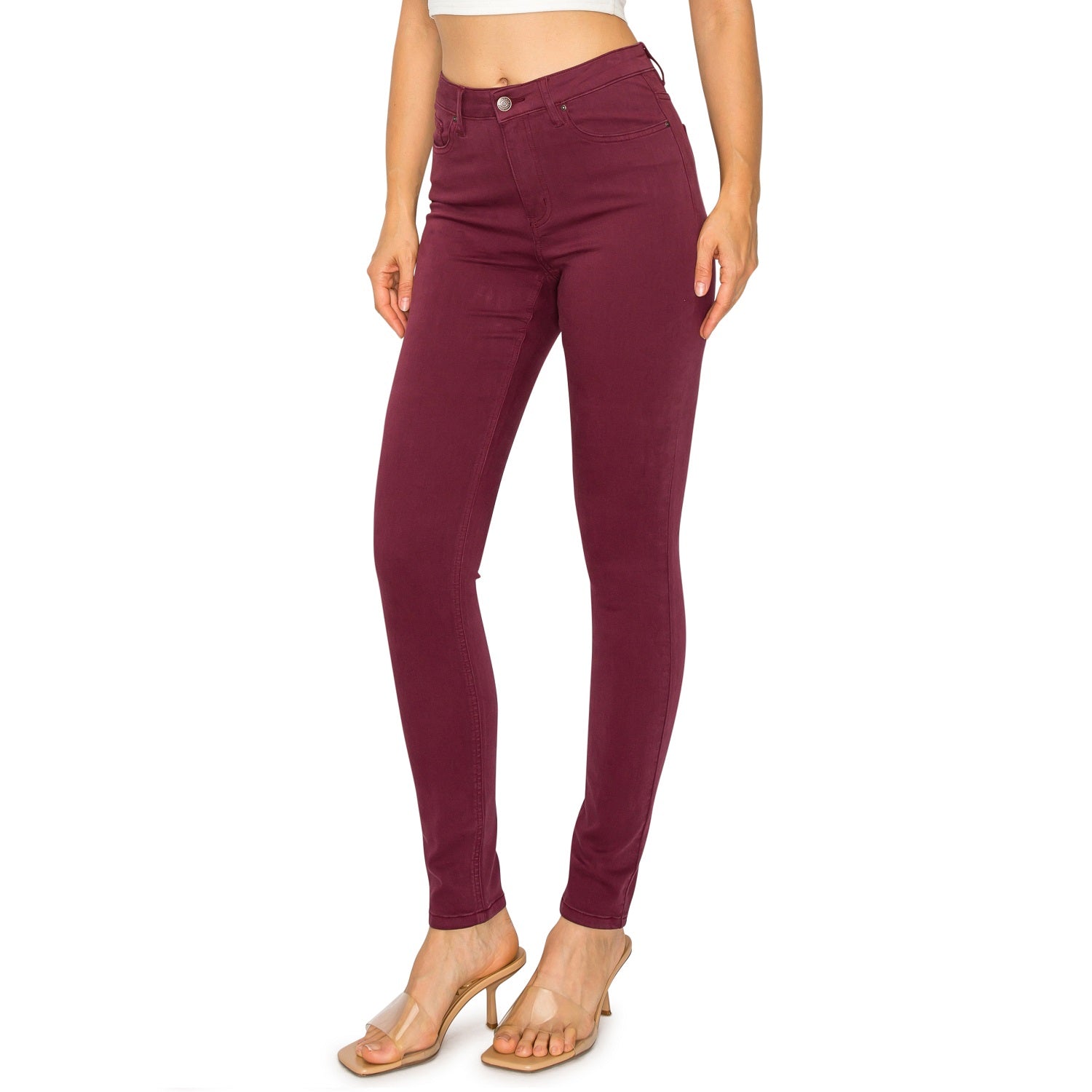 Soft Stretchy High Rise The Everyday Skinny Jeans - Burgundy Burgundy / 6 Soft Stretchy High Rise The Everyday Skinny Jeans - Burgundy Burgundy / 6