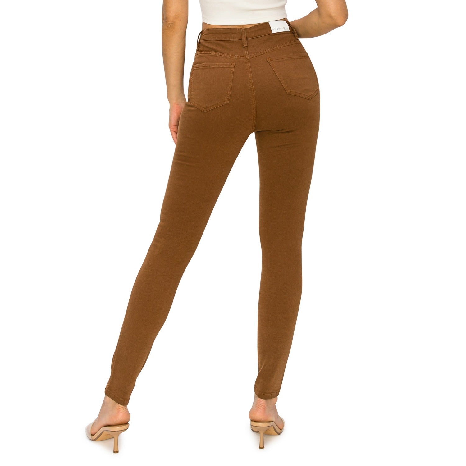 Cali1850 Women's Everyday Skinny Jeans - High Rise Stretchy Denim, Light Brown