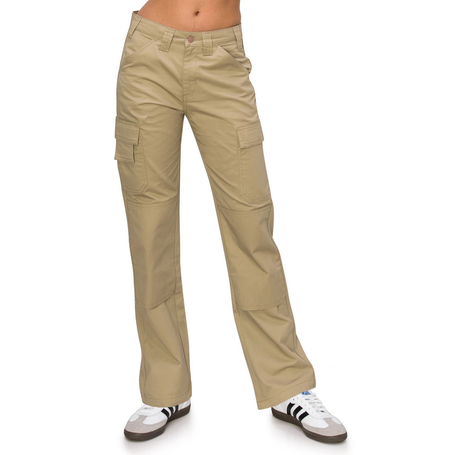 khaki dress pants for woman Khaki & BLUE Women's Work Pants – High Rise Slim Fit Straight Leg Cargo Casual Trousers with Multi Pockets