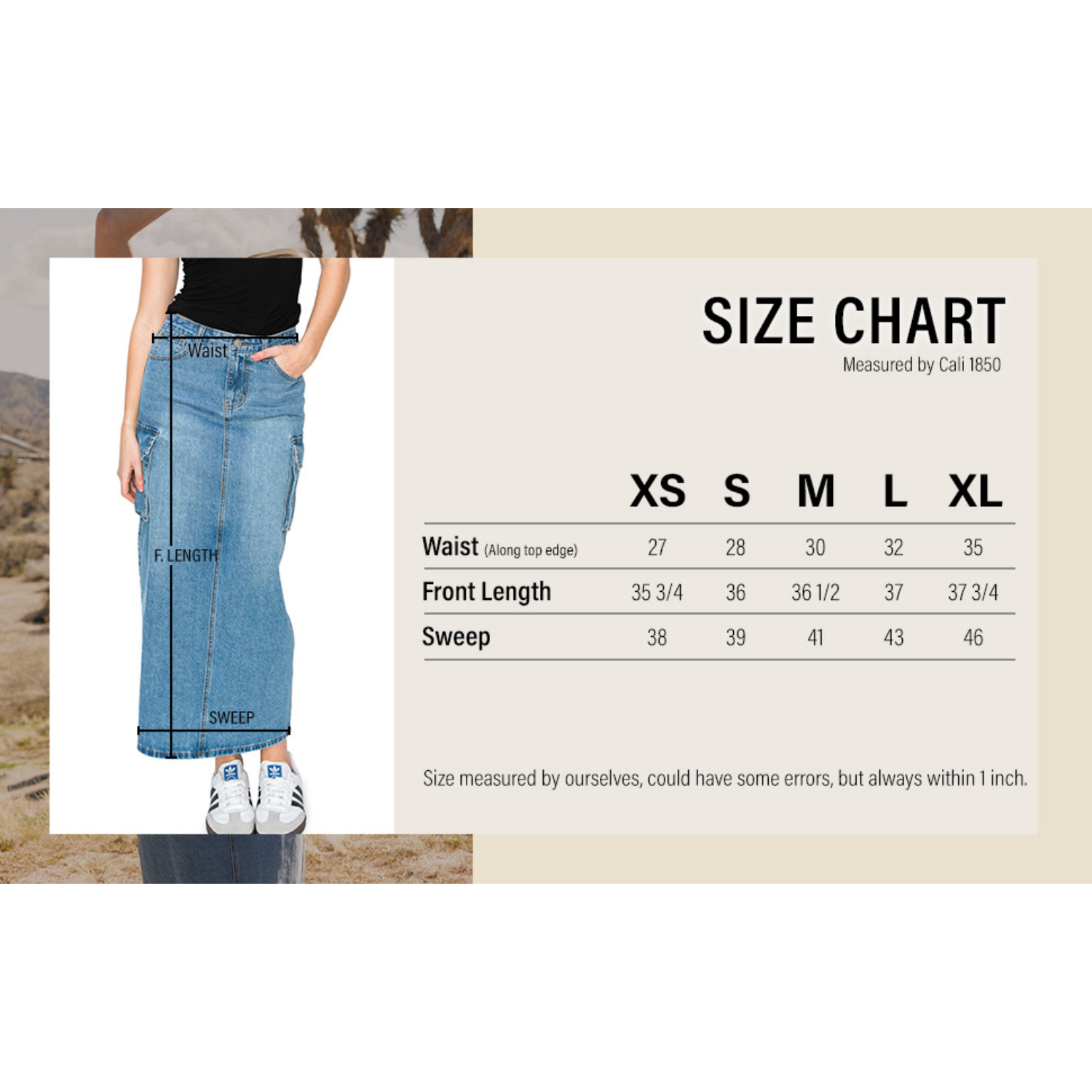 Cargo Maxi Denim Skirt - Medium Wash