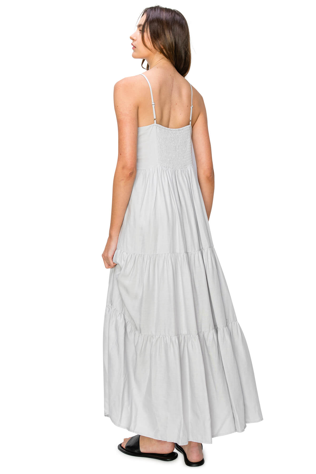 Flowy Tiered Sleeveless Maxi Linen Dress