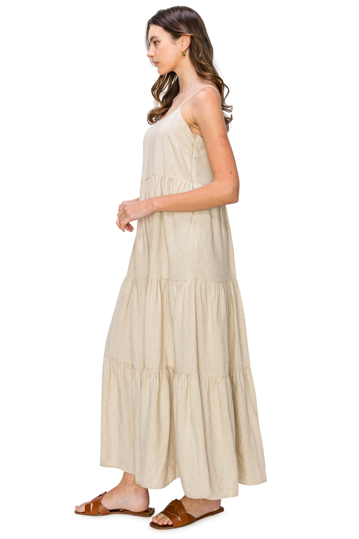 knee length dresses for ladies Kerra Smocked Linen Maxi Dress