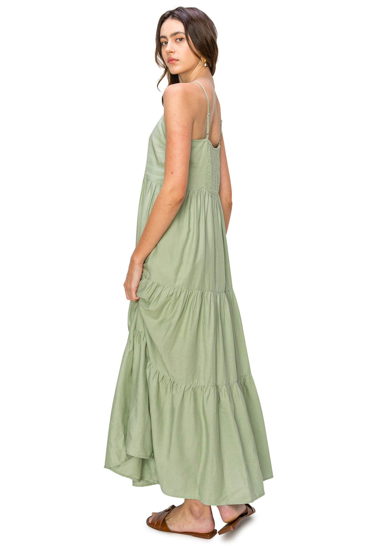 Flowy Tiered Sleeveless Maxi Linen Dress