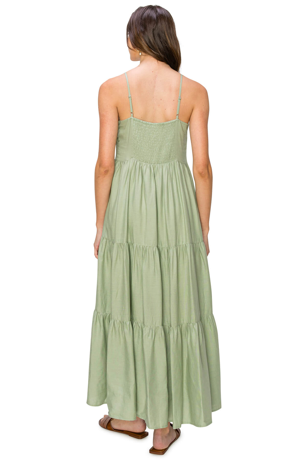 Flowy Tiered Sleeveless Maxi Linen Dress