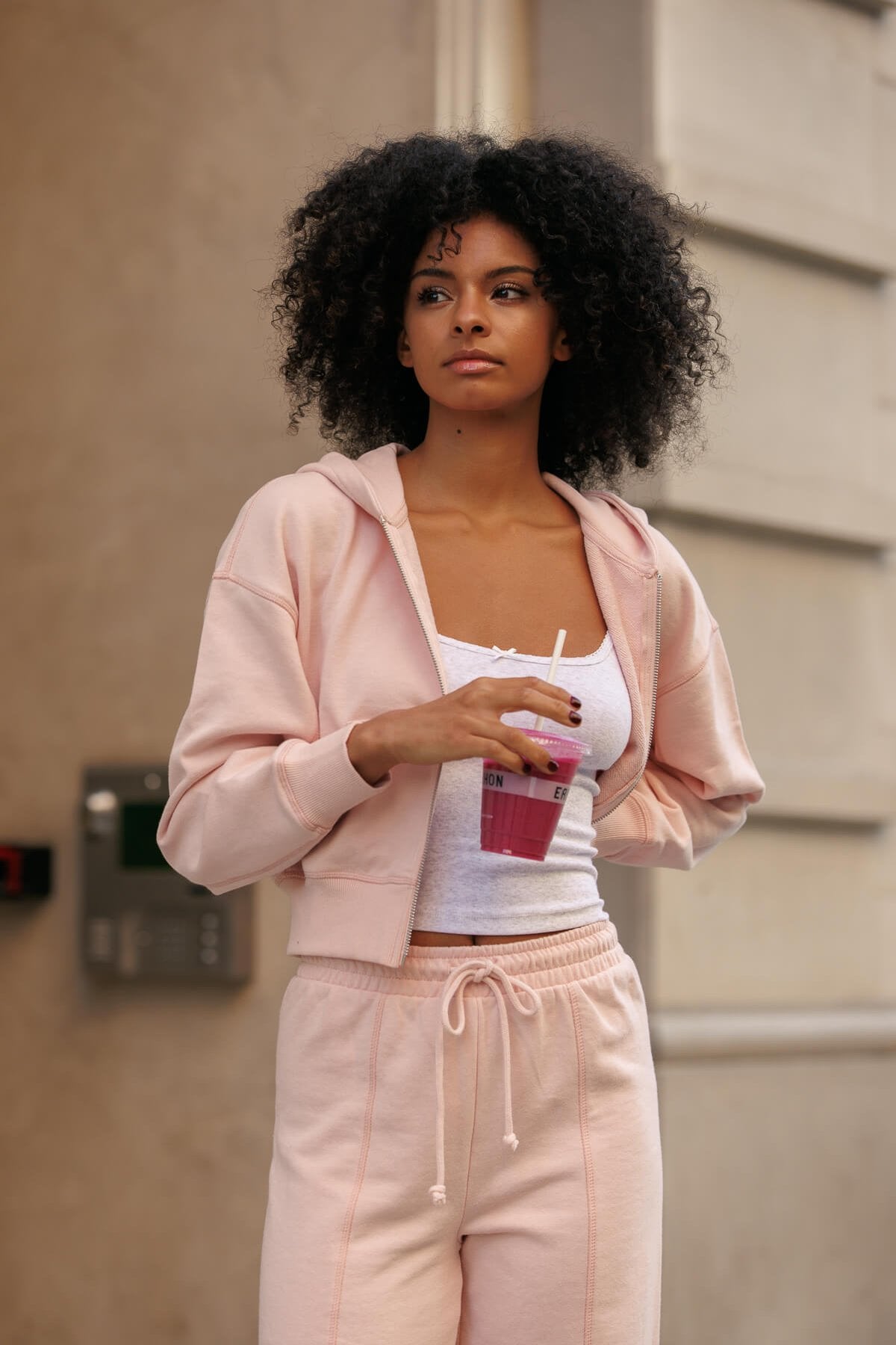 Vintage Wash Oversized Cropped Zip Up Hoodie