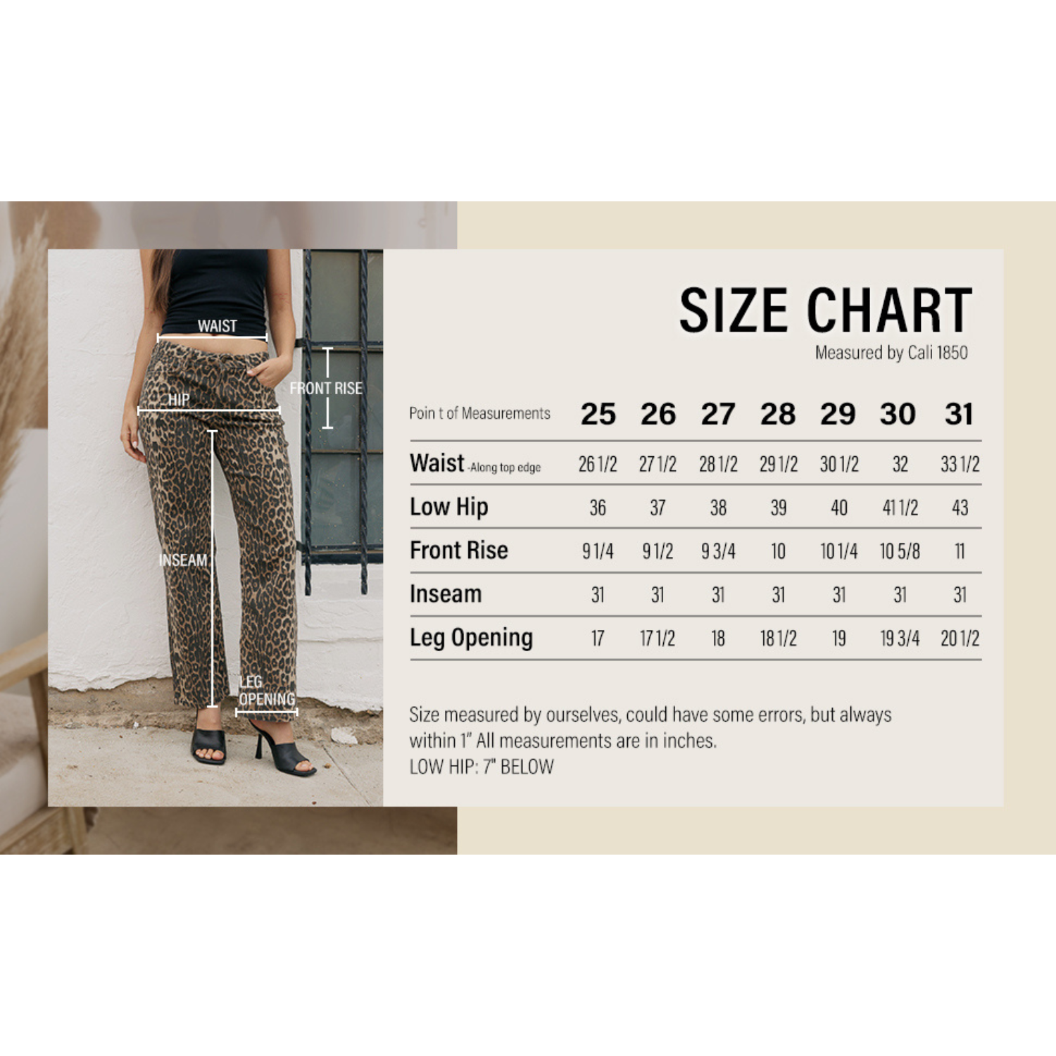 Printed Mid Rise Straight Leg Twill Pants - Cow