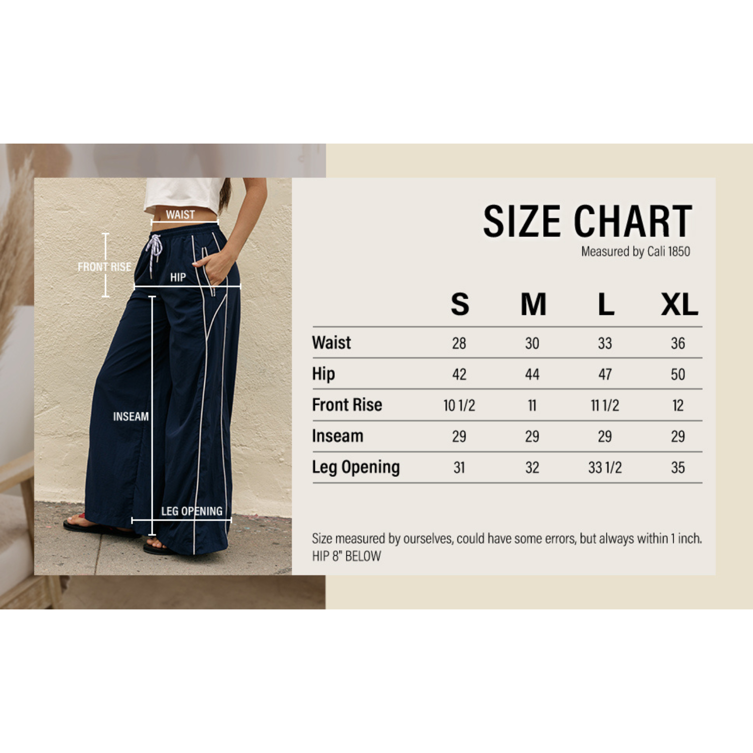 Nylon Wide leg Track Pants - Navy