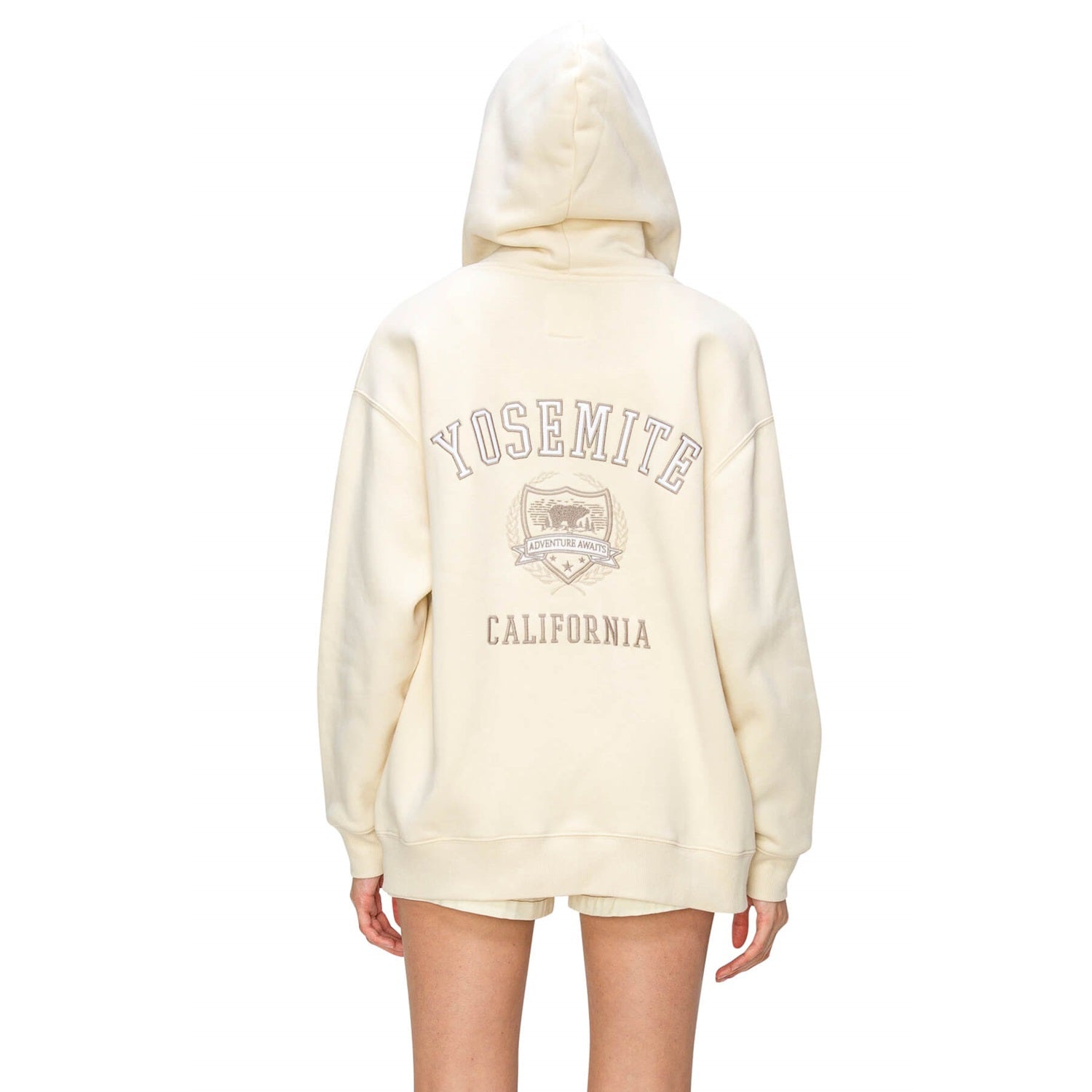 Yosemite Back Print Zip Up Hoodie - Oatmeal