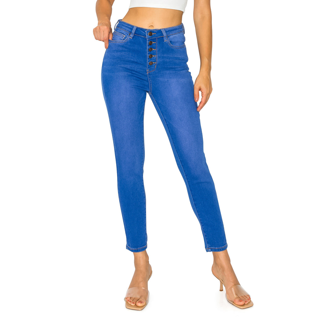 Denim Daydream Manhattan Super High-Rise Ankle Skinny Jeans - Pale Blue - cali1850shop