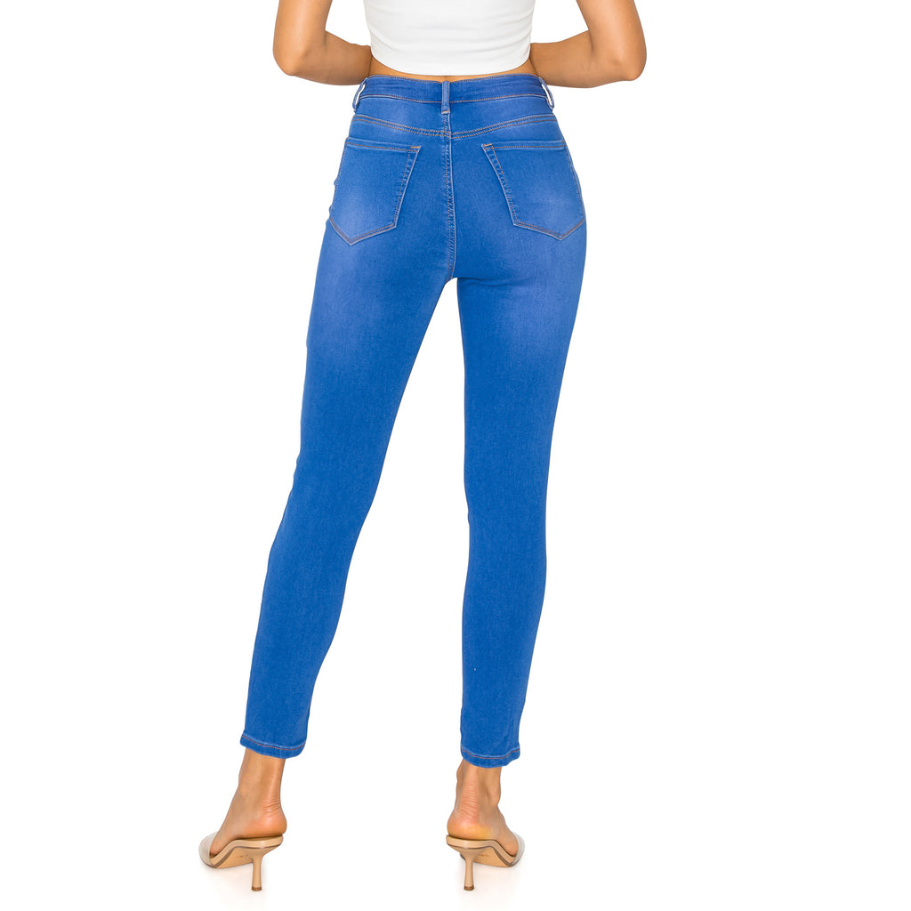 Denim Daydream Manhattan Super High-Rise Ankle Skinny Jeans - Pale Blue - cali1850shop